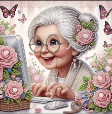 Diamond Art TECH SAVVY GRANDMA from The New Granny Collection Irregular Gems