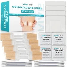 ViveCare Emergency Wound Closure Device Kit 4 Pcs - Adhesive Zip Stitch Sutur...