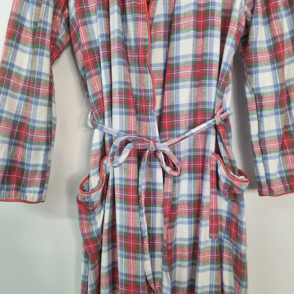 Bata de Franela Lanz of Salzburg Bolsillos Rojo Cuadros Navidad Algodón EE. UU. Talla M De Colección Foto 3 de 4