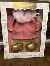 F.A.O. Schwarz 14 Inch Doll Pink Peacoat Set Faux Fur Collar