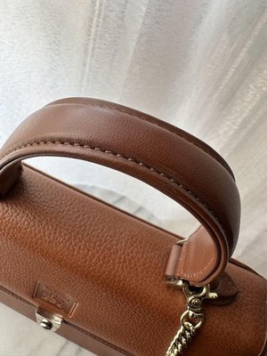 Burberry Nova Check Leather Shoulder Bag Brown 2Way with Chain