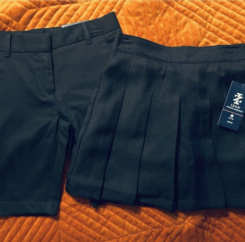 IZOD girls School Uniform shorts skirt adjustable waistband Size 7 Navy Blue - Picture 6 of 6