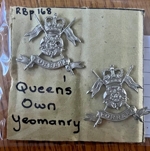 WW1 Queens Own Yorkshire Yeomanry Collar Badges, Lugs, Genuine.