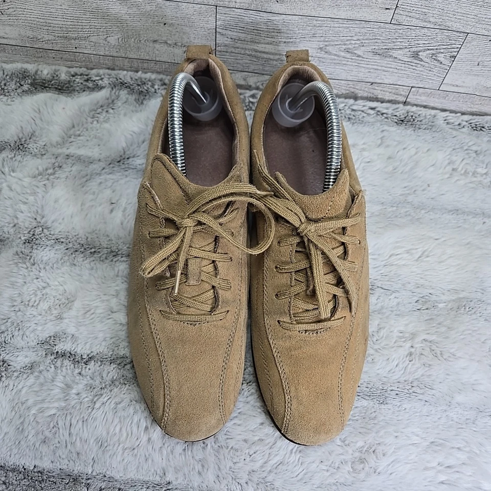 Zapatillas deportivas de gamuza Lands End para mujer 10B marrón con cordones zapatos cómodos informales para barco Foto 4 de 4