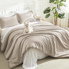 Oatmeal Comforter Full Size, 3 Pieces Lightweight Solid Bedding Comforter Set...