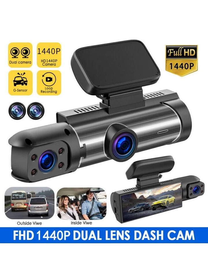 Dash Cam 3.16in Night Vision Dual Lens Car DVR Recorder Front Inside Camera HD - Image 4 of 4
