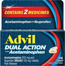 Advil Dual Action Coated Caplets with Acetaminophen, 216 Count (Pack of 1) 