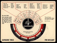 BOLEX PAILLARD  as found EXPOSURE TABLE for DAYLIGHT with Working Wheel