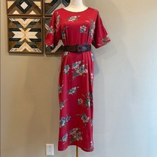 Ralph Lauren Vintage 80s Red Cotton Floral Dress Nightgown size Medium