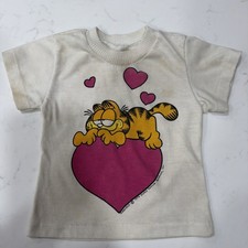 Vintage Garfield Heart Tshirt 70s 80s Children  s Size 2T estimate - Well Used
