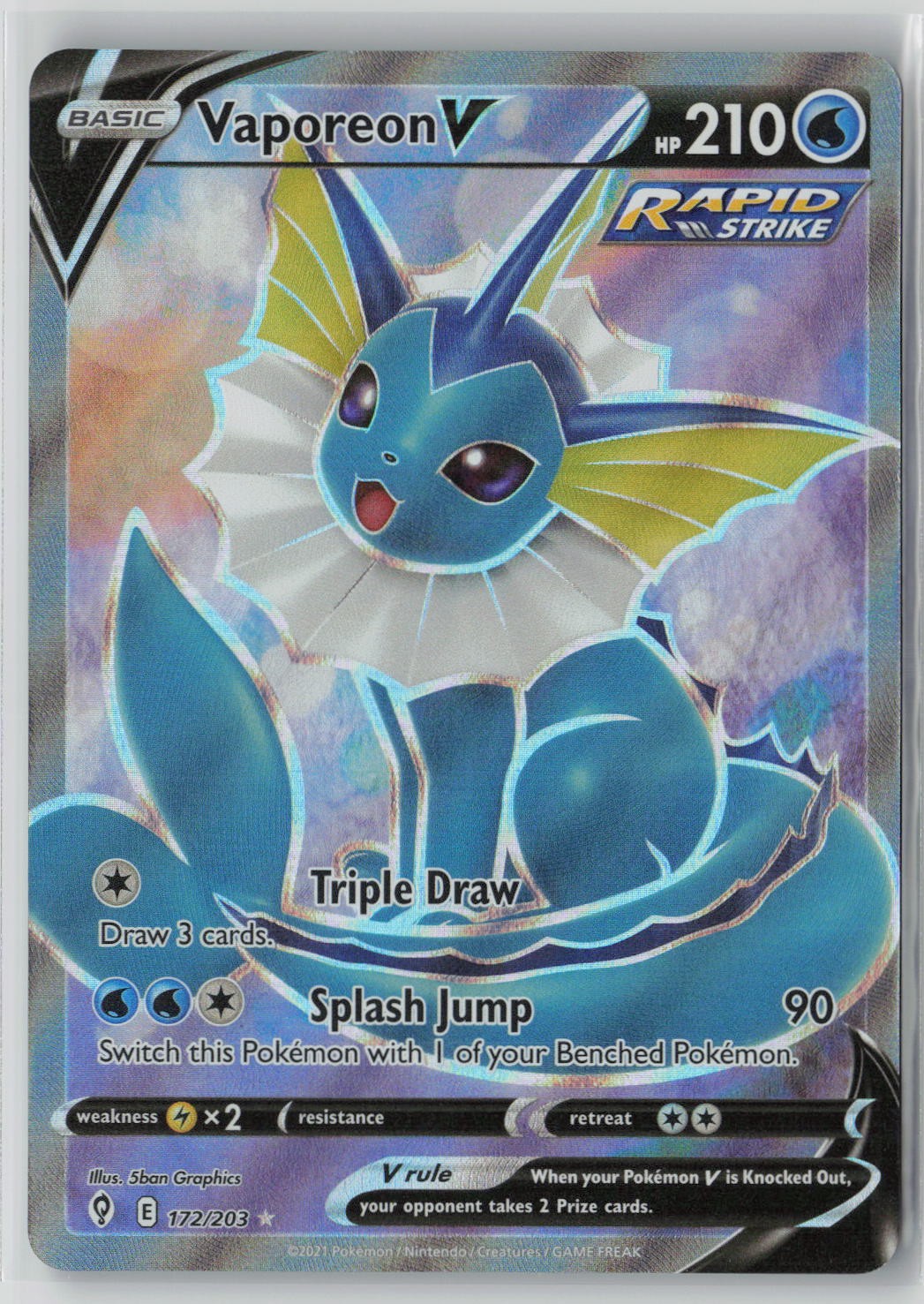 Vaporeon V 172/203 Ultra Rare Evolving Skies Pokemon NM
