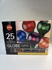 25 Multi Transparent 1.5" Globe C-7 Multicolor Bulbs On A 24' Dual String New