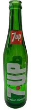 Vintage 7-Up 10 oz Green Glass Soda Bottle – 1970s Vertical Logo – ACL Retro