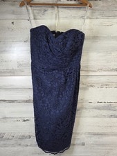 David  s Bridal Navy Blue Lace Dress Size 6 Spaghetti Strap Cocktail Formal