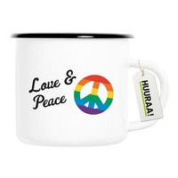 Emaille Tasse Love & Peace Geschenkidee Love & Peace Geschenk PräSent Mitbrings