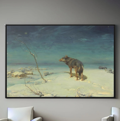 #ad Lone Wolf by Alfred Wierusz Kowalski Canvas Poster Wall Art Wildlife Print $975.00