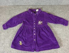 Vintage Disney Baby Minnie Mouse Purple Corduroy Dress Christmas Winter 24 Mos