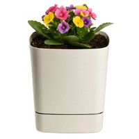 Cubi Recycelter Beigefarbener Blumentopf Mit Untersetzer, 16 X 16 Cm