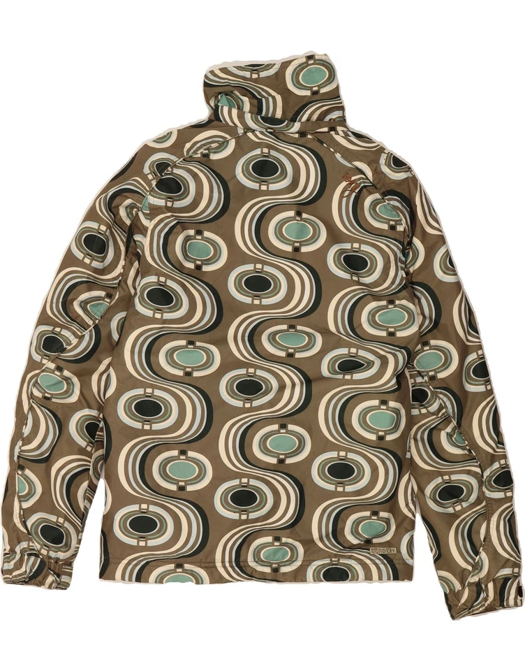 Chaqueta cortavientos ROXY para mujer UK 14 mediana caqui poliéster geométrico BR09 Foto 2 de 3