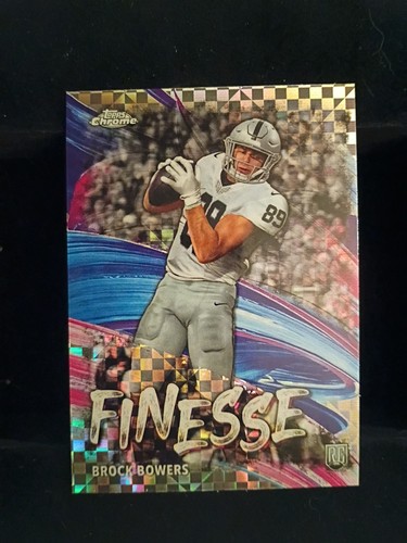 2024 Topps Finest Finesse Brock Bowers  Checkerboard Refractor Rookie  F-8
