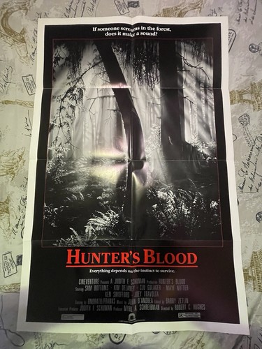 Hunter's Blood One Sheet Alternate B&W Film Poster 1986 - Folded