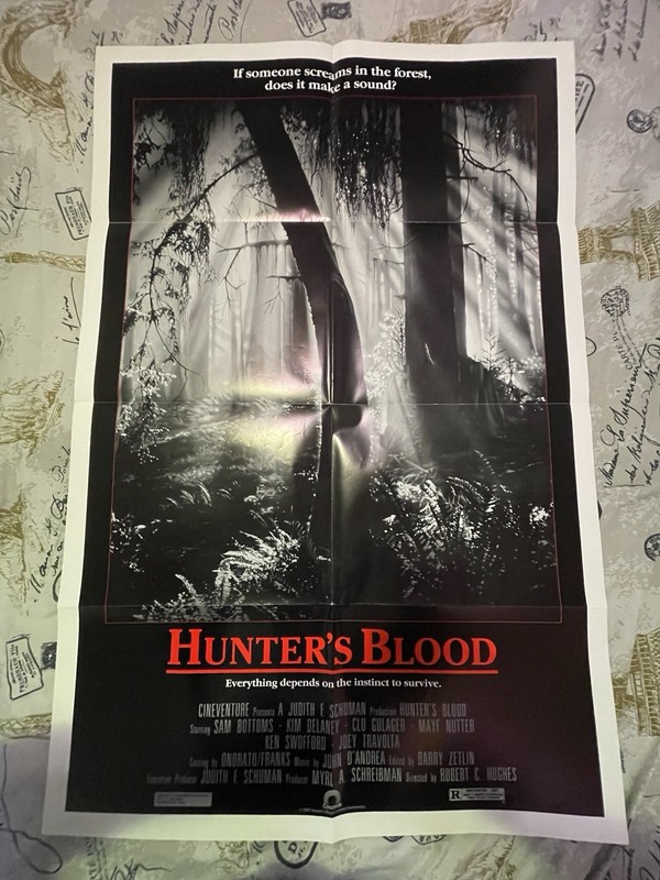 Hunter's Blood One Sheet Alternate B&W Film Poster 1986 - Folded