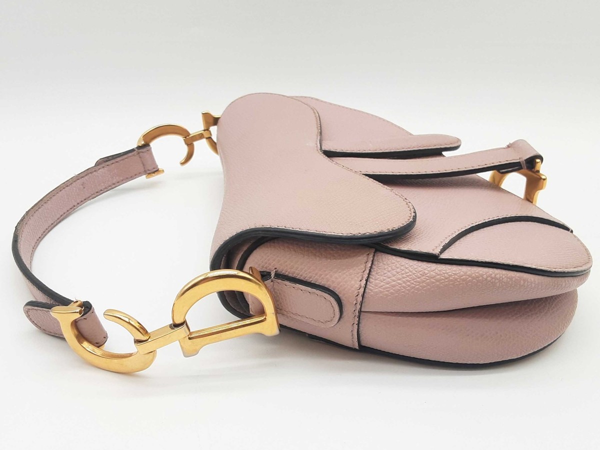 Christian Dior Saddle Blush Pink Grained Leather Handbag