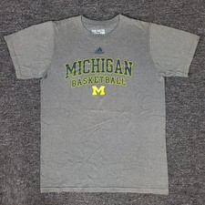 Adidas Michigan Wolverines Shirt Mens Small Gray NCAA Basketball Crew Neck Tee