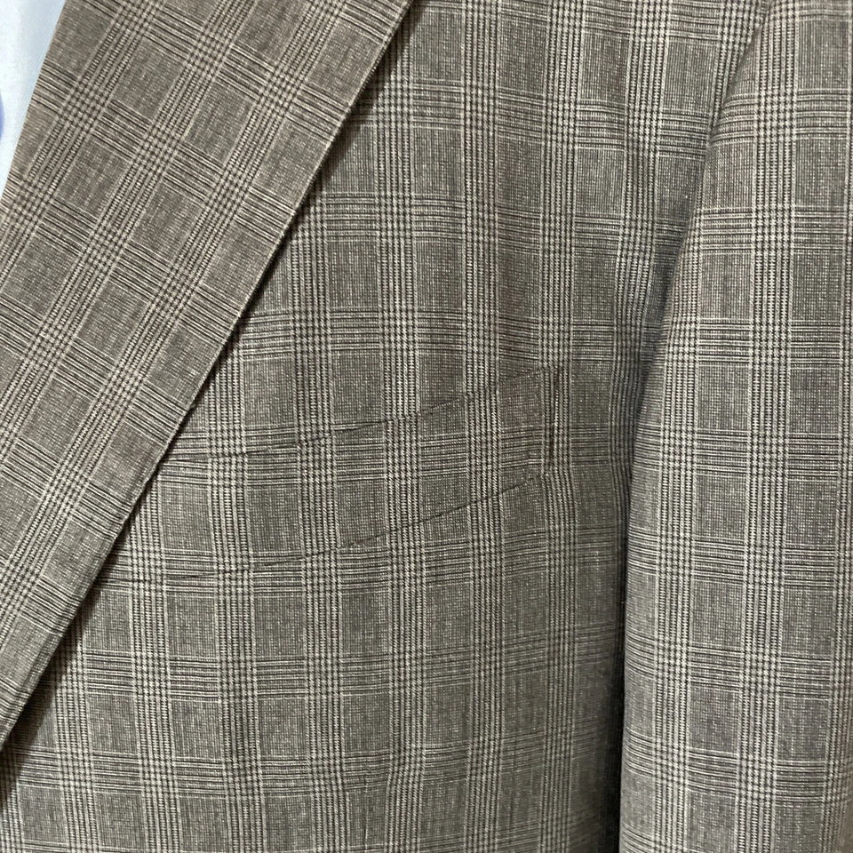 $2195 Pal Zileri US 42R Gris Cuadros Lana Extrafina Traje Pantalones Chaqueta 36W Italia Foto 4 de 4