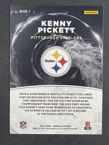 2022 Donruss White-Hot Rookies Kenny Pickett #WHR-1 - Picture 2 of 2