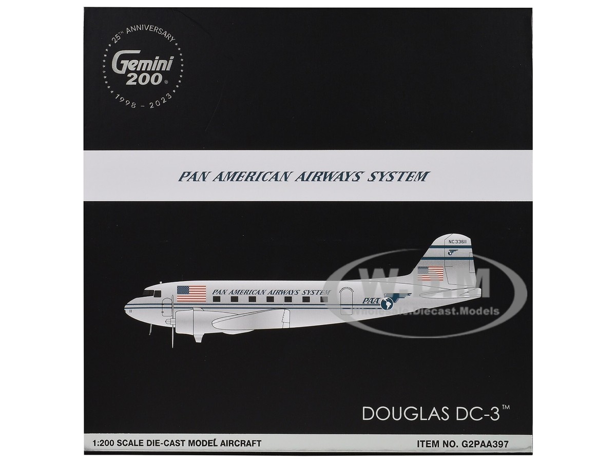 1/200 Gemini パンナム Pan Am DC-3 GeminiJets G2PAA397 1:200 Pan Am DC-3 NC33611 – DiecastJets.com
