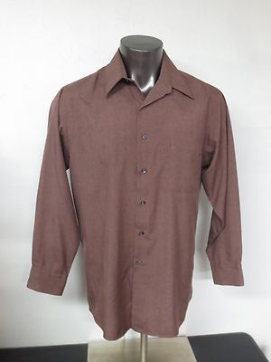 ETIENNE AIGNER Men's 16 32/33 L Dress Shirt Button Front Red Brown Polyester