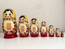 UNIVERSIADE KAZAN 2013 RUSSIA Nesting Dolls Set Of 7 With Box