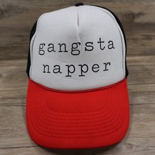 Gangster Napper Hat Cap Snapback Trucker Red White Blue Novelty Adjustable