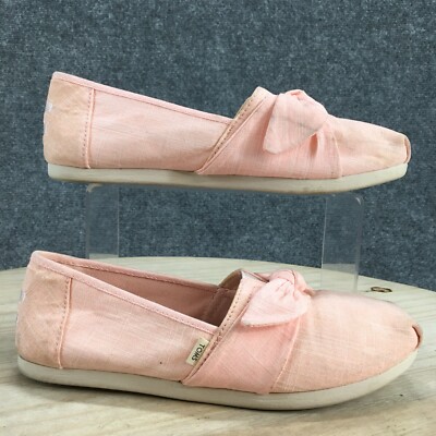 Toms Shoes Womens Classic Spanish Villa Slip On Loafer Flats Pink  Fabric