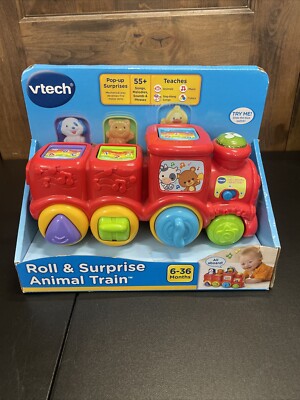 VTech Roll & Surprise Animal Train Pop-Up Surprises Teaches Age 6-36 Months