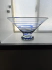 Blown Art Glass Cobalt Blue Spiral Footed Centerpiece Bowl 11” Blenko 8909