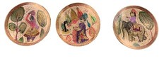 Vintage Brass Small hand painted bowls, Made In Pakistan, Set of 3