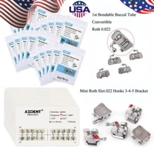 AZDENT Dental Orthodontic Brackets/ Buccal Tube Mini Roth Slot.022 345 Hooks