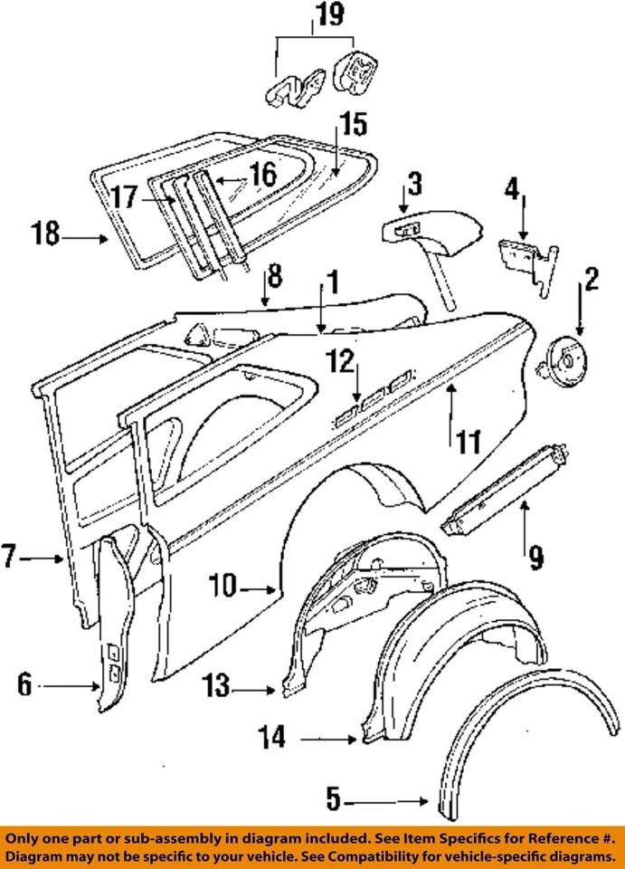 Cristal escotilla trasero izquierdo OEM 1983 1984 1985 1986 1987 1988 89 90 91 92 93 Saab 900 Foto 3 de 4
