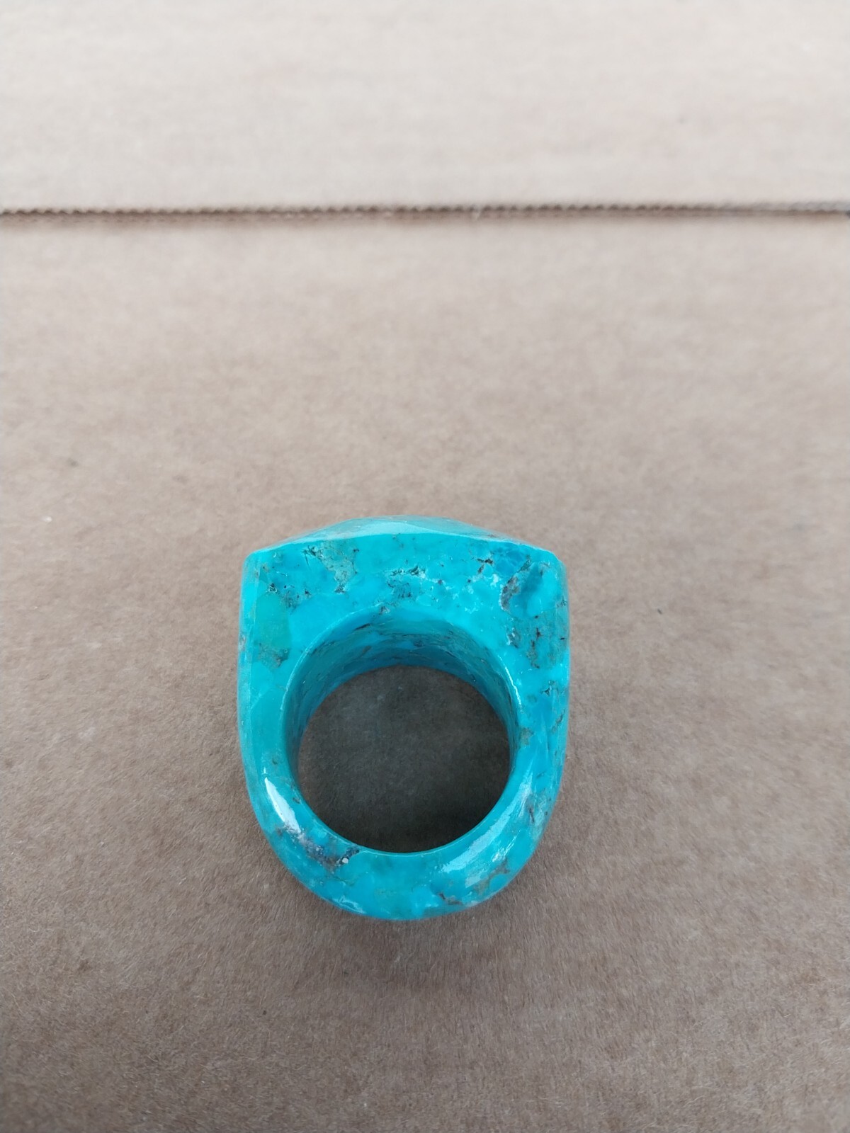 Vintage Solid Turquoise Gemstone Statement Ring S… - image 6