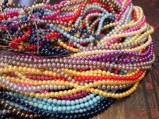 1075 BULK Beads Round Glass Pearls 4mm Beads Assorted Lot Wholesale 5 strands