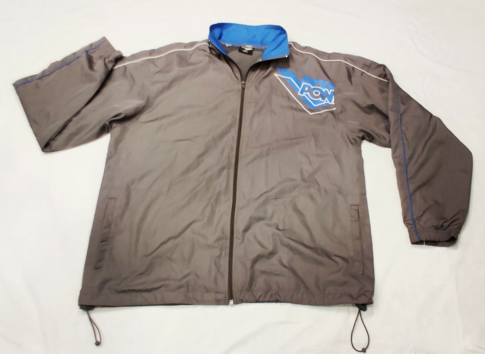 Giacca a vento vintage anni 80 90 pony poliestere grigio argento cerniera riscaldamento XL cool