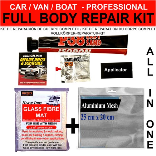 FIBREGLASS MAT, CAR BODY FILLER, HARDENER KIT (CAR BODY REPAIR KIT