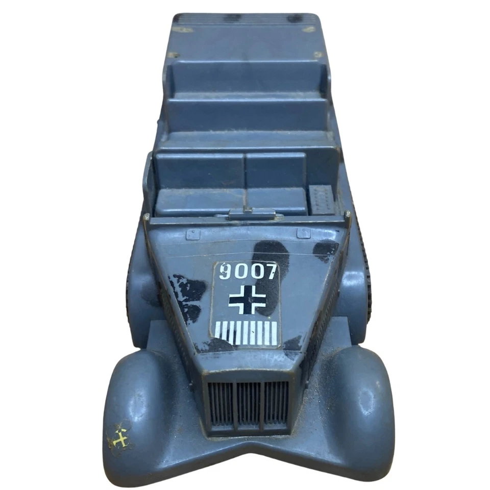 Caminhão de brinquedo militar vintage década de 1970 Durham Industries alemão meia pista cinza fantasma - Imagem 2 de 4