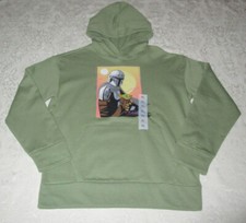 Boy XL 14-16 Star Wars Hoodie Green Hooded Sweatshirt Grogu Mandalorian NWT