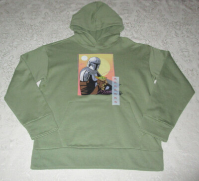 Boy XL (14-16) Star Wars Hoodie Green Hooded Sweatshirt Grogu