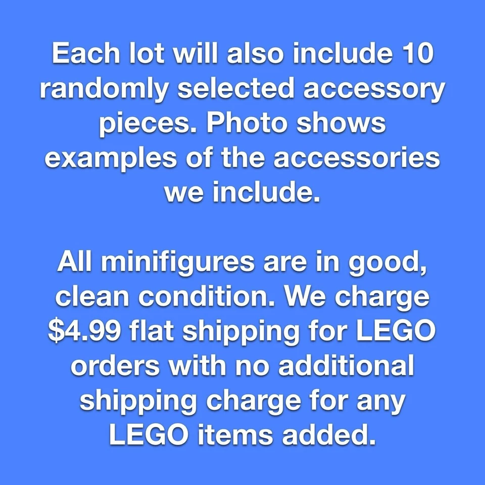 LEGO Lot of 10 Minifigures City Town People Randomly Selected w/ Accessories - Image 4 of 4