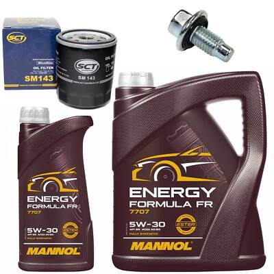 Motoröl Filter Set MANNOL 5W30 6 Liter + Schraube für Ford Jaguar Land Rover