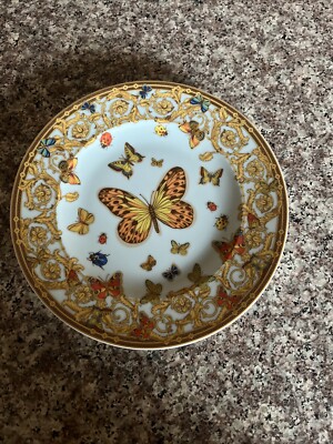 New W/Box VERSACE Le Jardin Rosenthal 7.25  18cm Bread & Butter Butterfly Garden